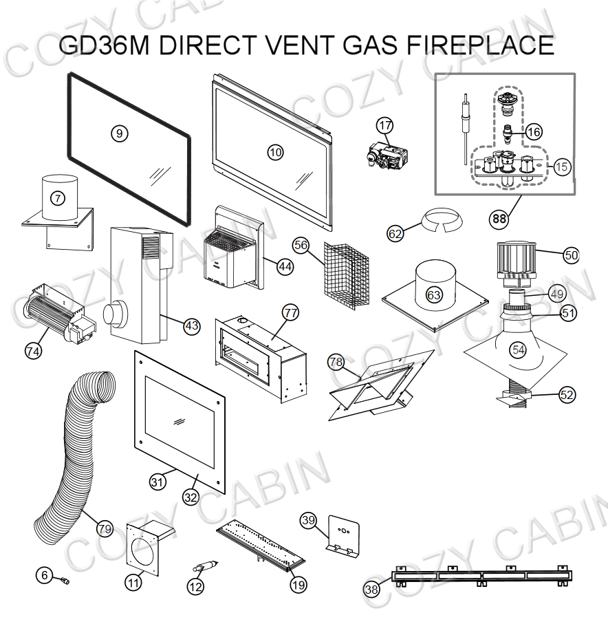 Direct Vent Gas Fireplace (GD36M) #GD36M